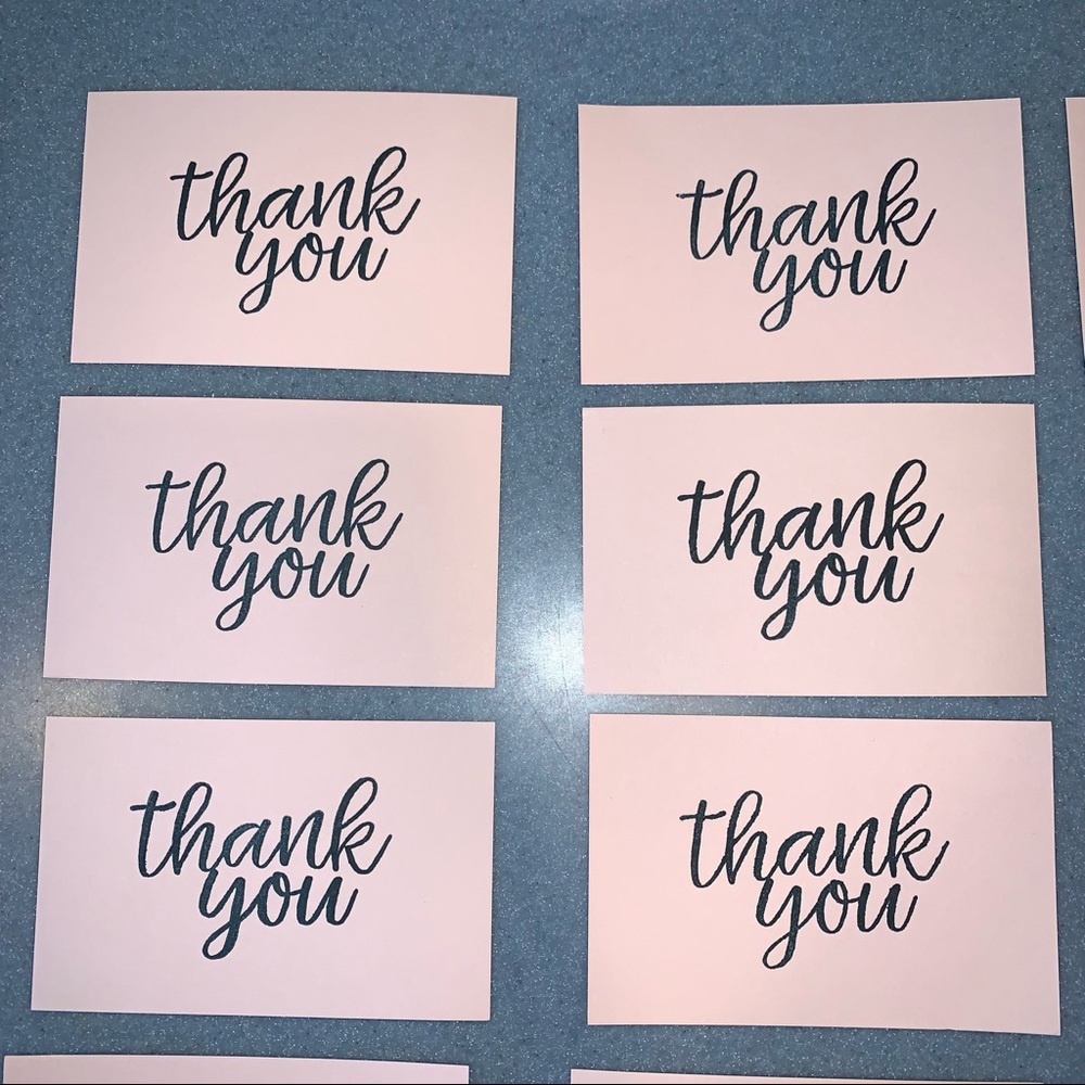 💕NEW! 20 Simple Pink Hand Stamped Thank You Cards - Picture 8 of 13